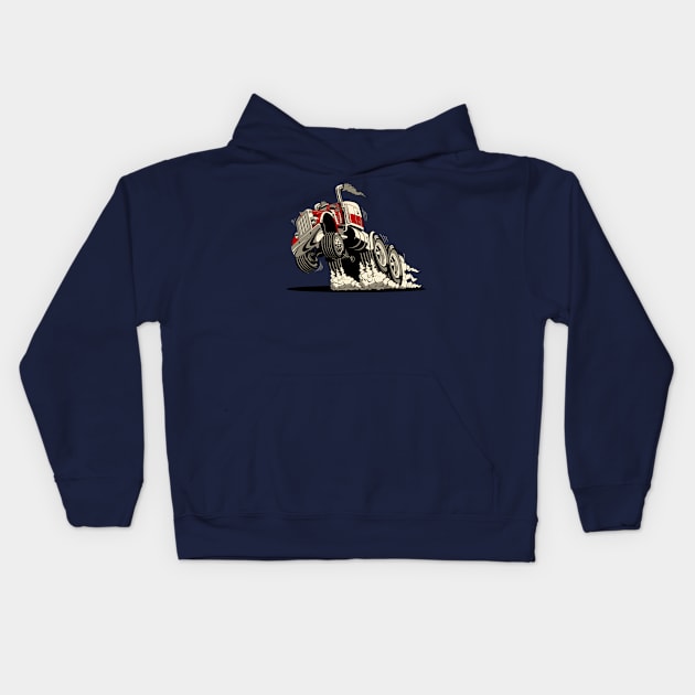 Cartoon semi truck Kids Hoodie by Mechanik